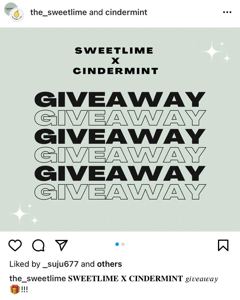 A giveaway from two companies offering free products to their followers.