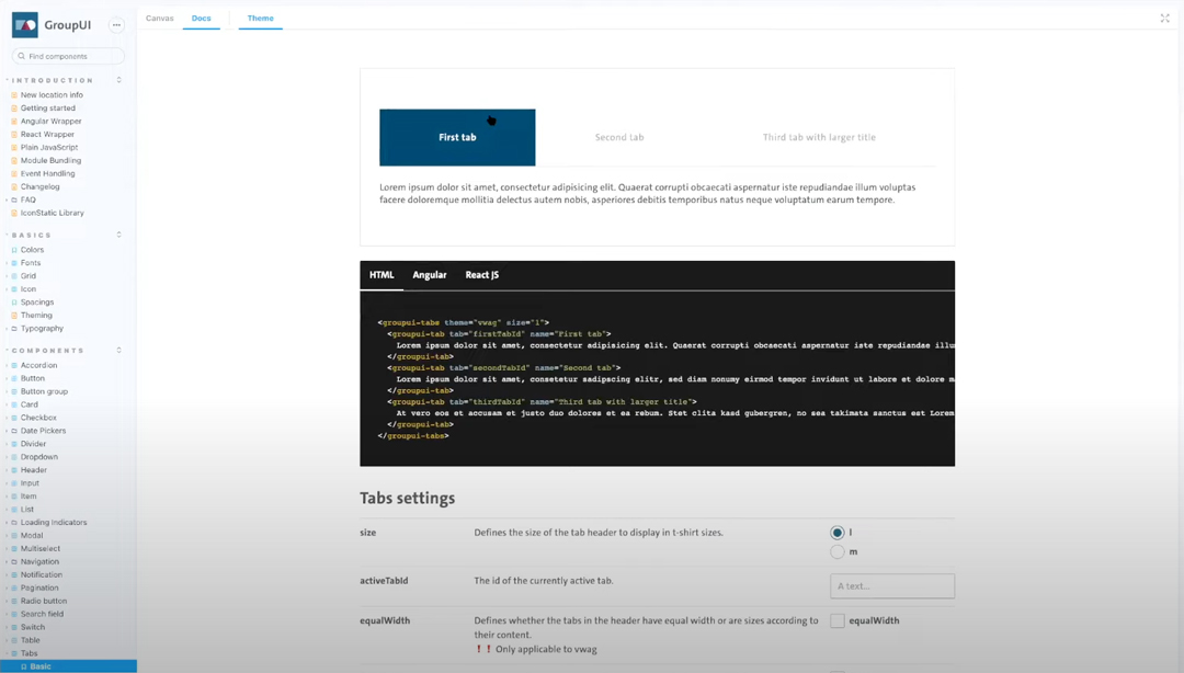 Volkswagen example of tab patterns