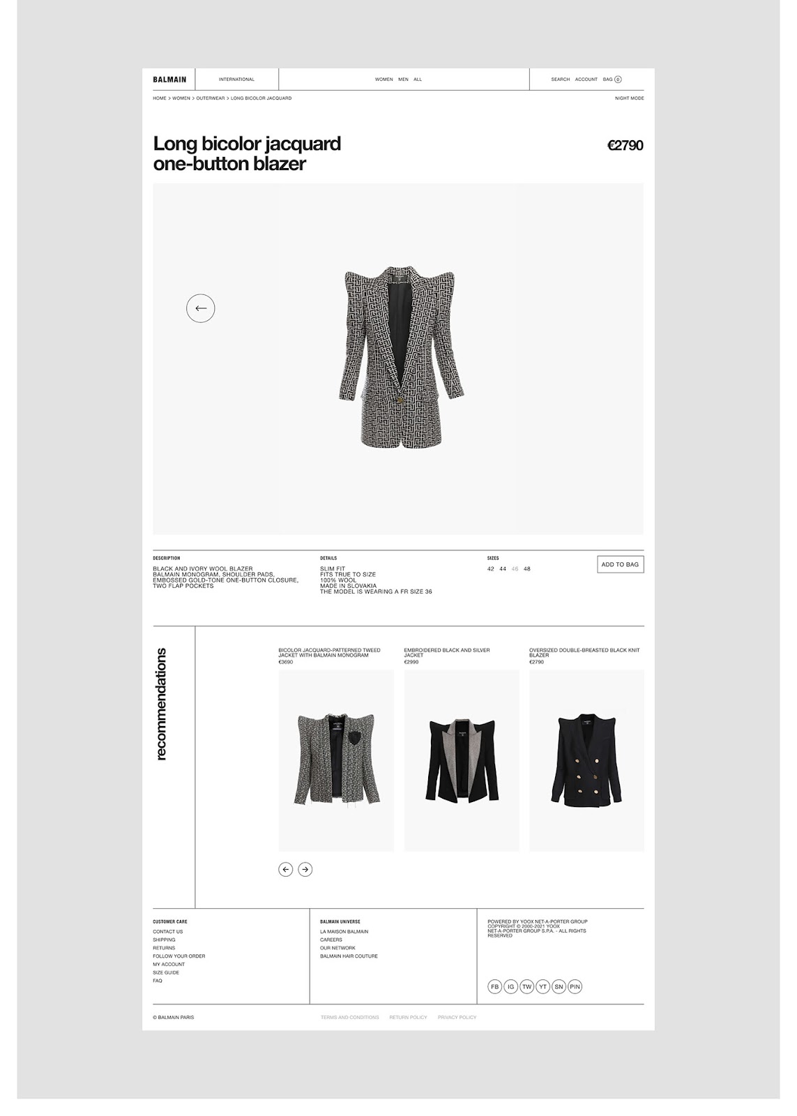 Minimalistic design for Balmain online