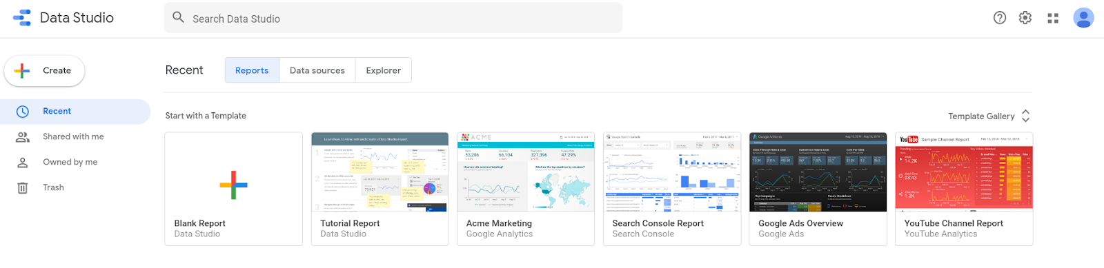 google ads to google data studio - data studio interface