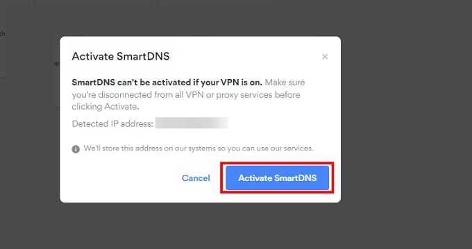 NordVPN activate Smart DNS button