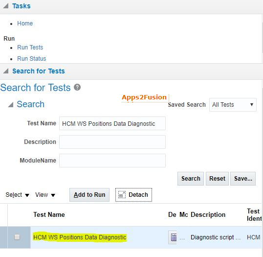 Verifying Workforce Structures Position Row In Oracle HCM Cloud Application