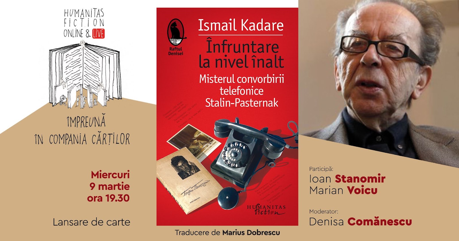 Lansare de carte #online: „Înfruntare la nivel înalt“ de Ismail Kadare –  miercuri, 9 martie, ora 19.30 | FanSF