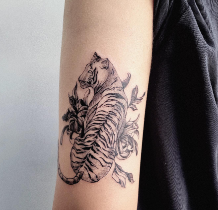 Tiger And Chrysanthemum Tattoo