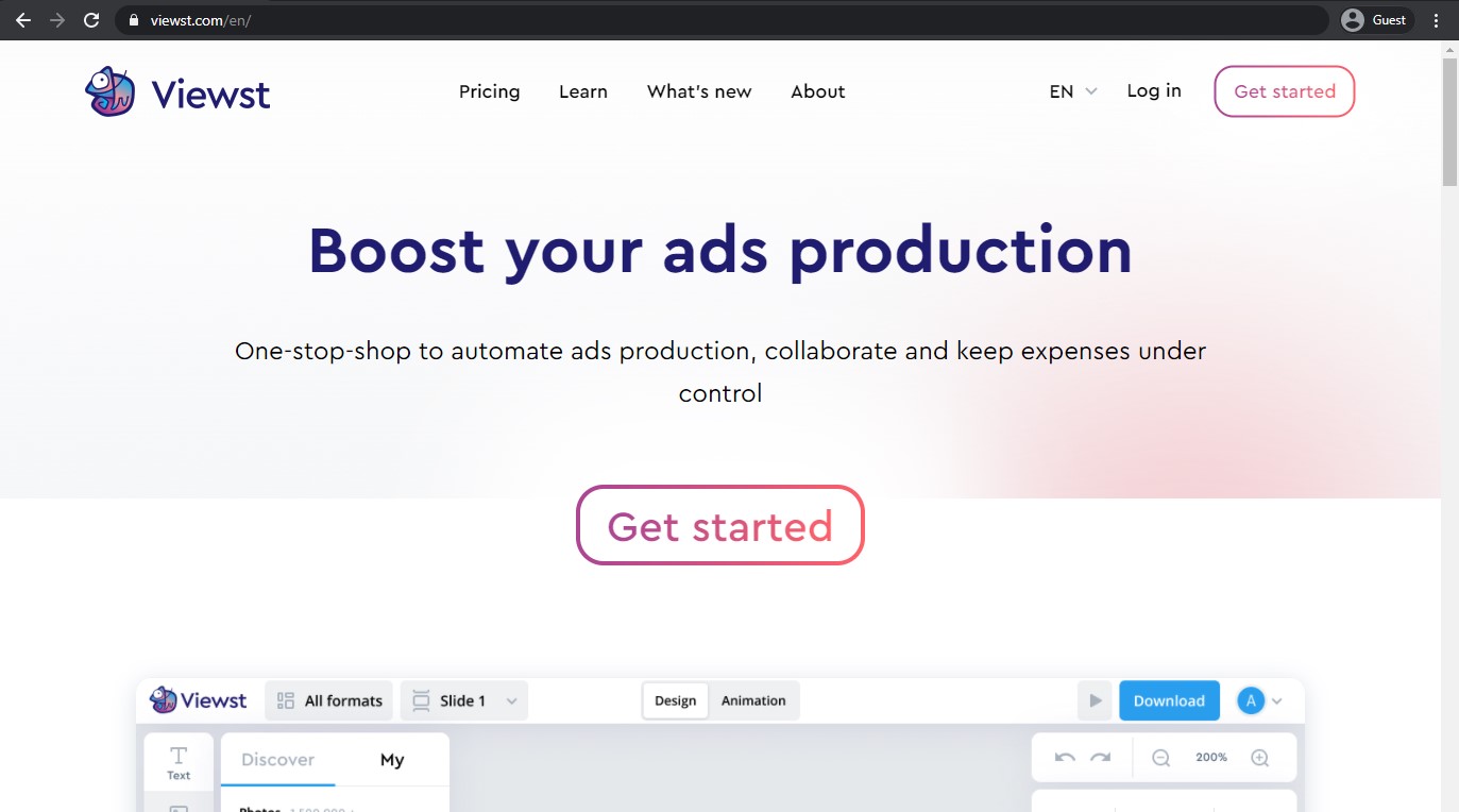 Viewst landing page