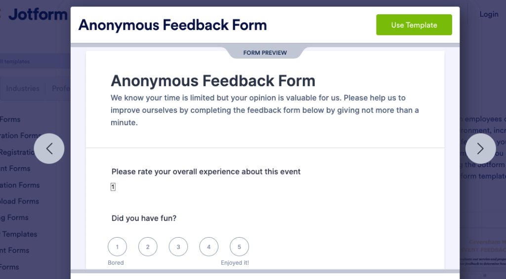 Jotform’s Anonymous Feedback Form