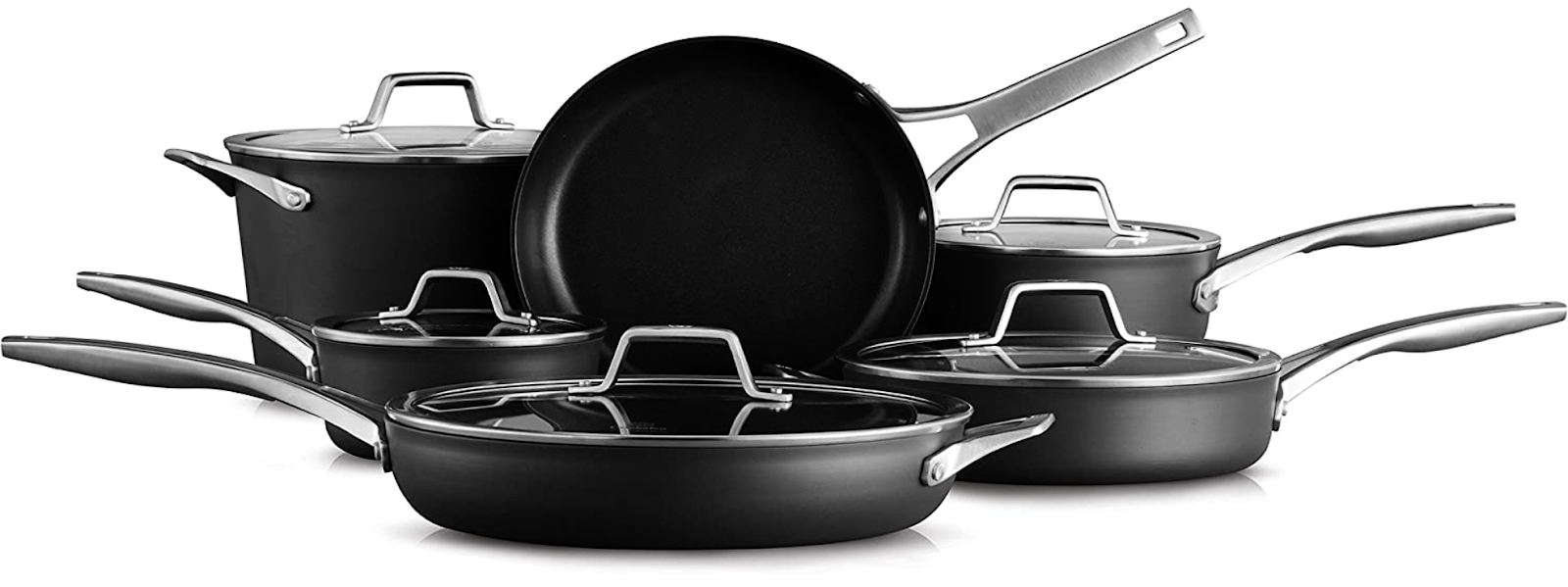 KitchenAid Hard Anodized Nonstick Cookware Pots and Pans Set, 4 Piece, Onyx  Black