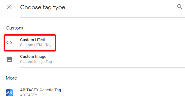 choose custom HTML tag type