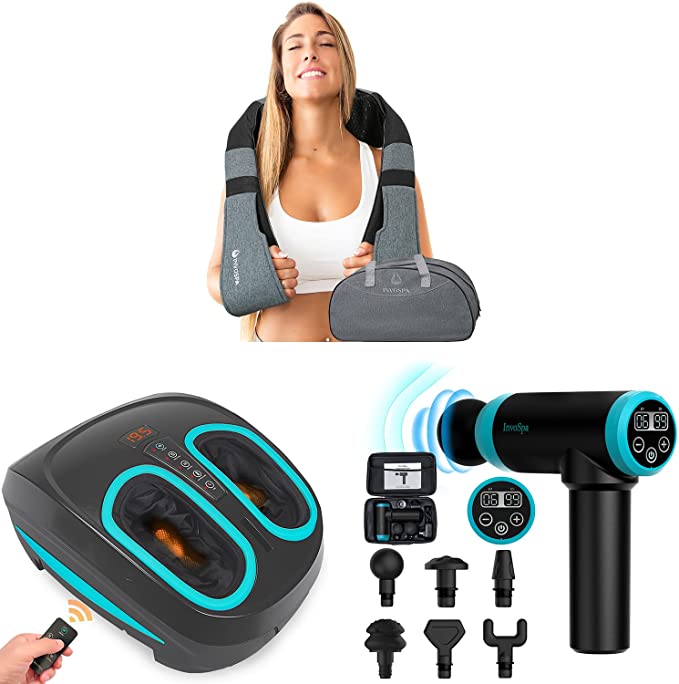 Shiatsu Back Shoulder and Neck Massager + Shiatsu Foot Massager Machine + Muscle Massage Gun