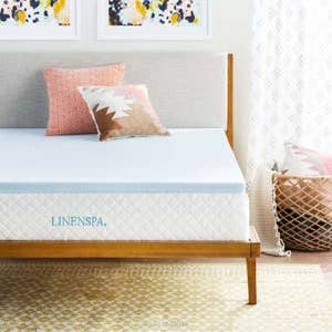 The LINENSPA two-inch gel-infused memory foam mattress topper.