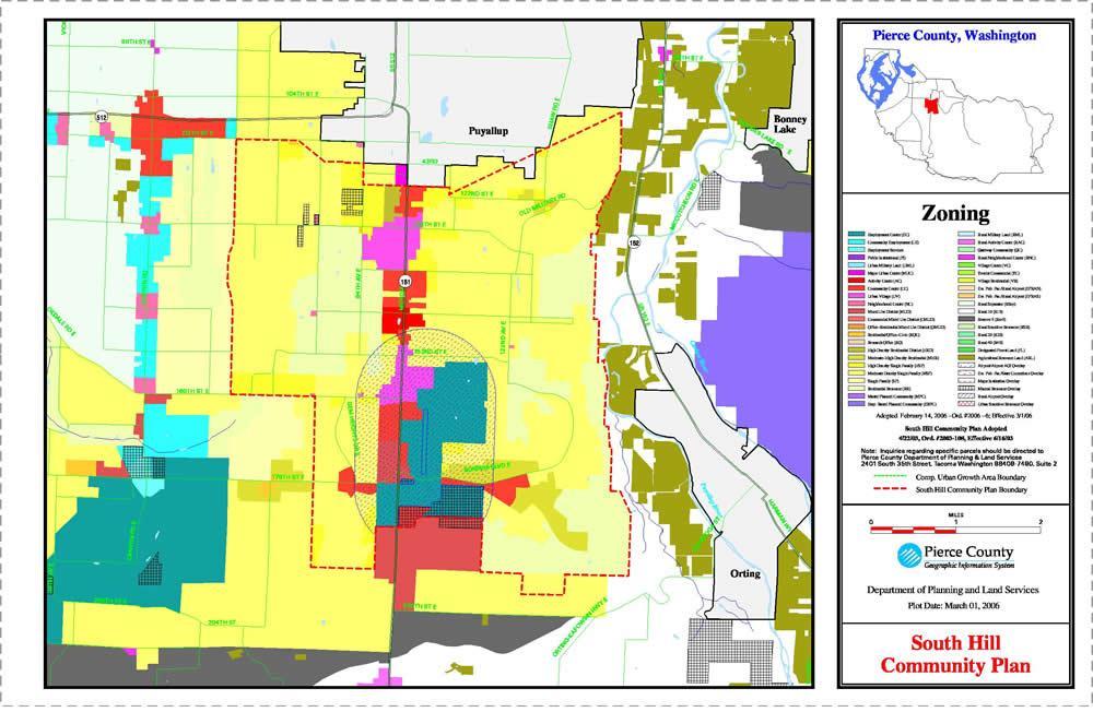 South Hill, Washington's Community Plan Zoning Map