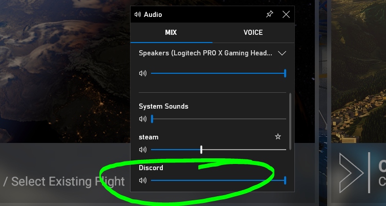 discord sound on flight simulator