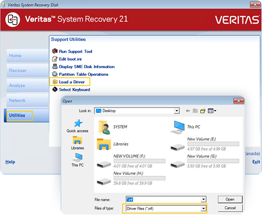 Veritas System Recovery Dashboard.