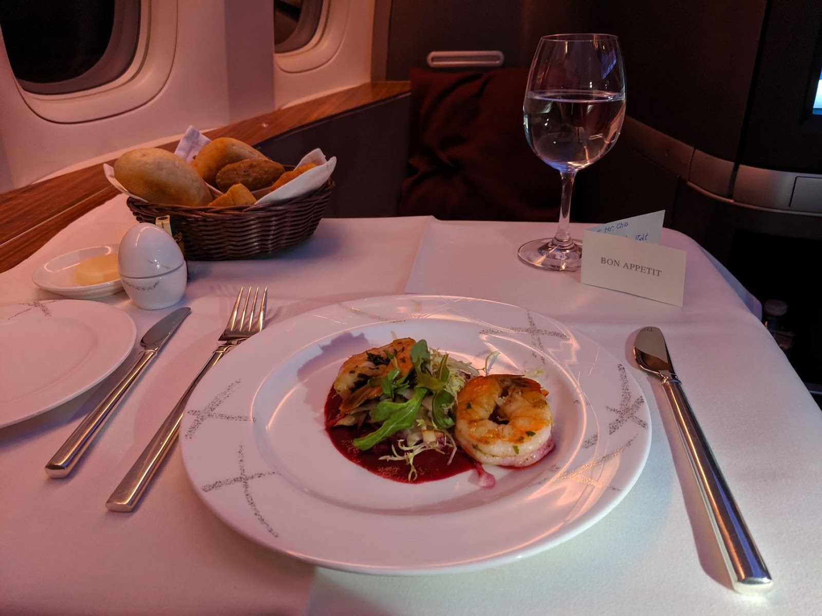 Cathay Pacific First Class Jumbo Prawns