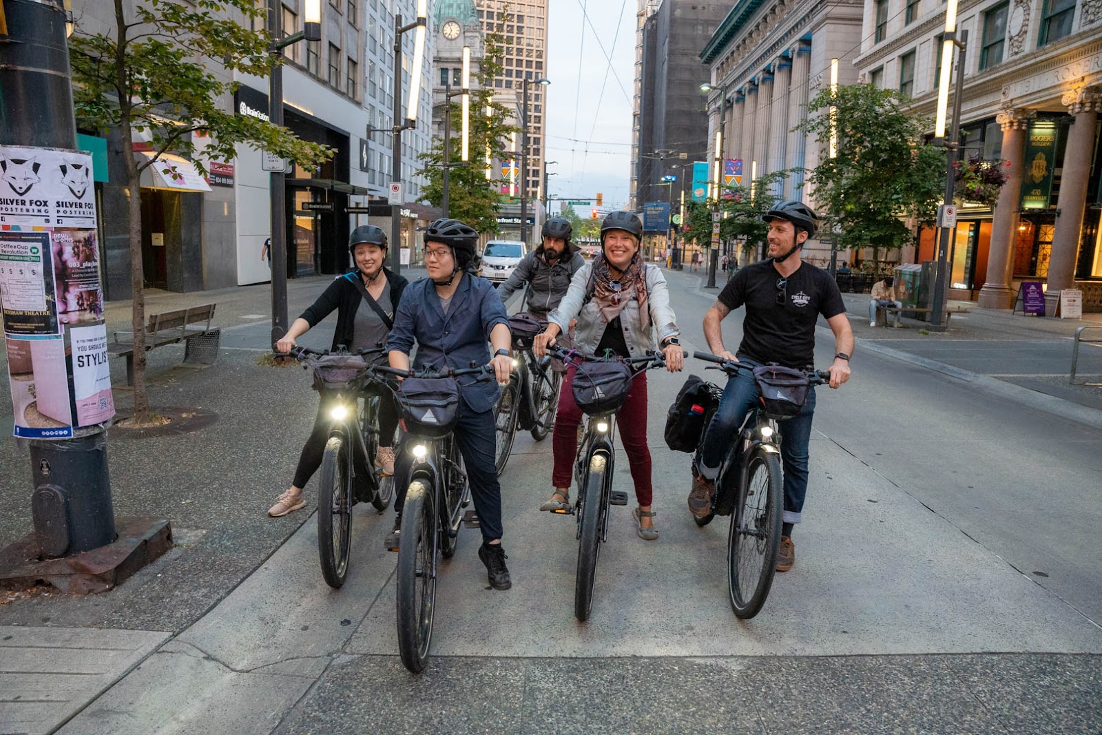 Group on Electric Bikes in Vancouver