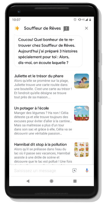 une capture d'écran d'une recherche sur un téléphone pour souffleur de reves