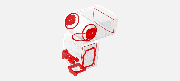 Illustration of the internal structure of dust and moisture resistant of the flash