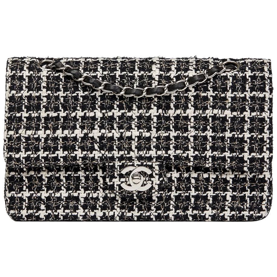 2004 Chanel Black and White Tweed Fabric Medium Classic Double ...