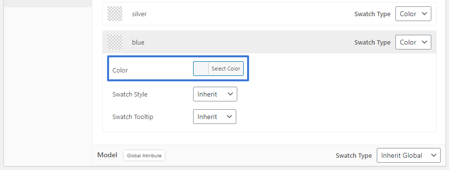 WooCommerce select color attribute
