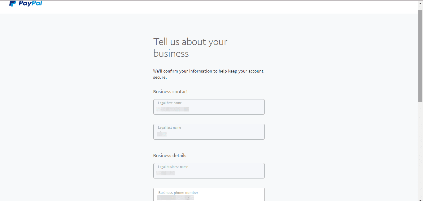 select a password for your business 