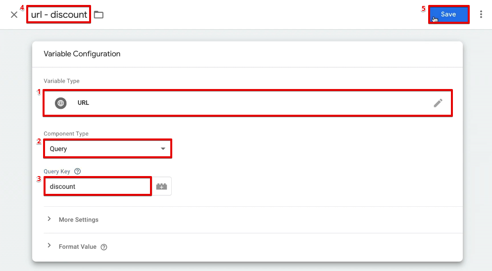 Configuring a new URL type variable in Google Tag Manager