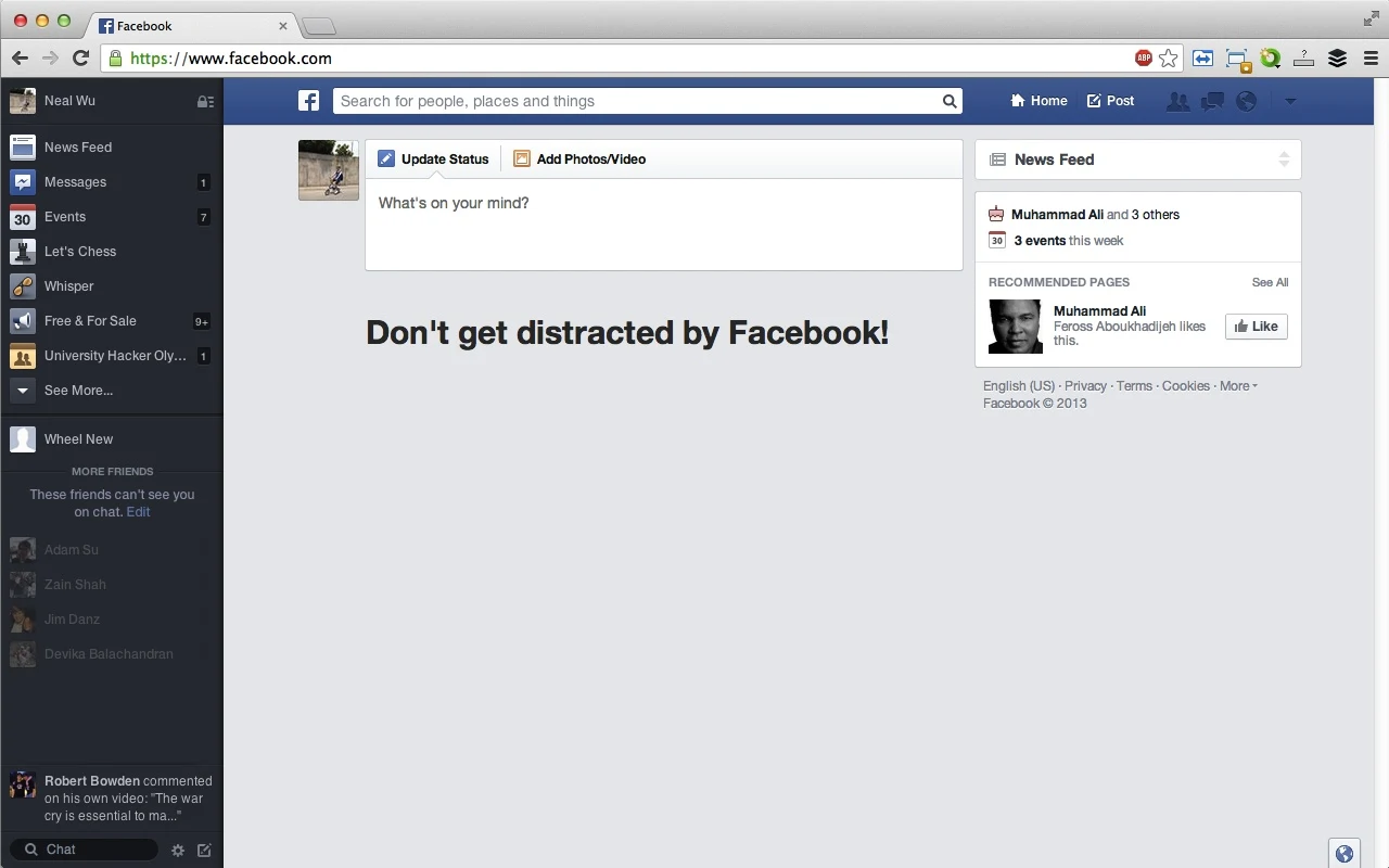 Screenshot of Kill the Newsfeed