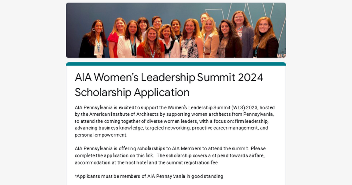 AIA Women’s Leadership Summit 2024 Scholarship Application