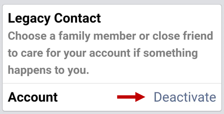 Screenshot of "Deactivate option in the Facebook Messenger app