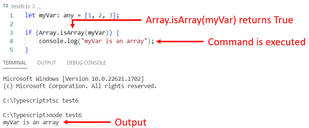 Example code for Array.isArray()
