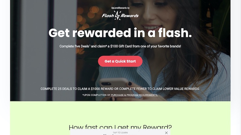 Flash Rewards home page