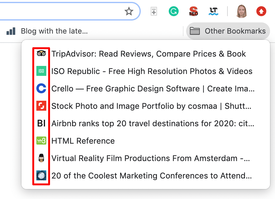 Favicons under Other Bookmarks