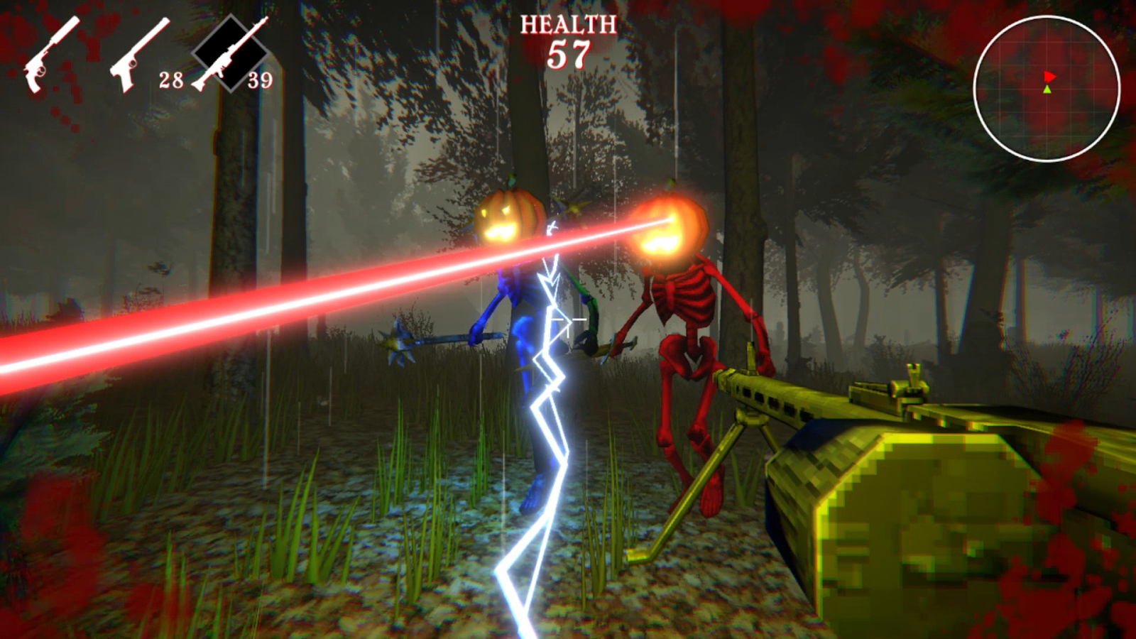 Player is shown being attacked by two different types of enemy.