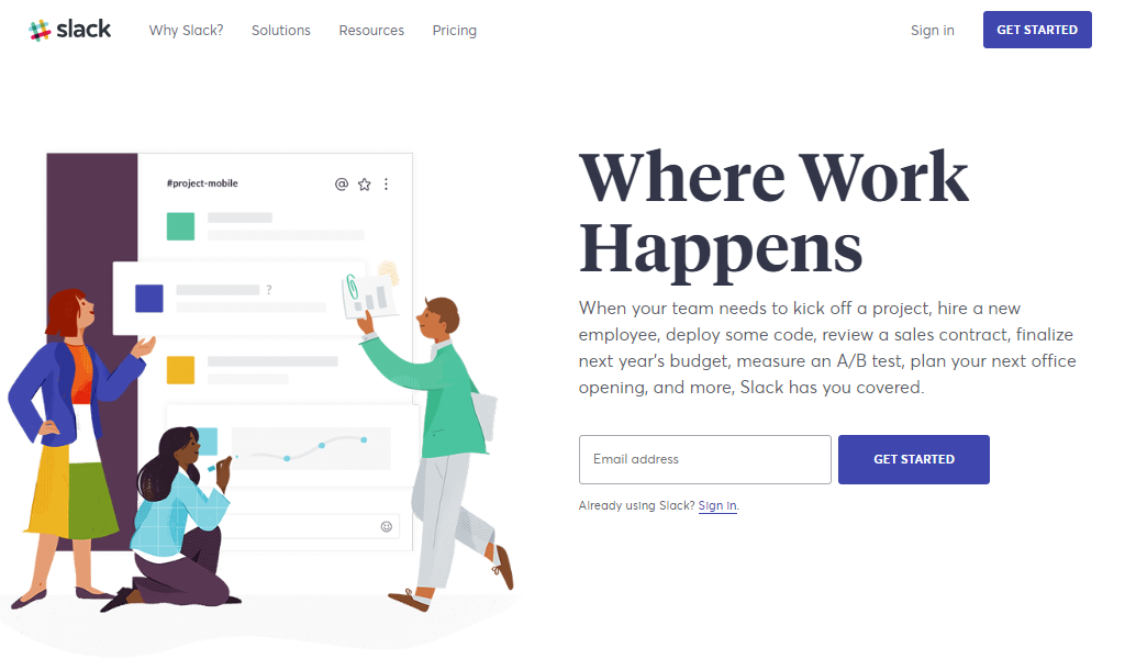 Slack landing page