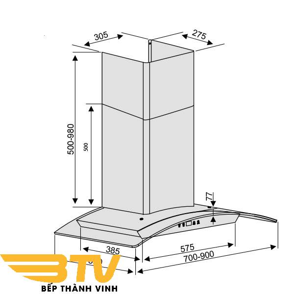 Máy Hút Mùi Lorca TA 2006A-90cm