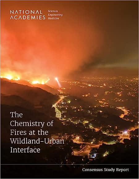 A report cover that says "The chemistry of fires at the wildland-urban interface"