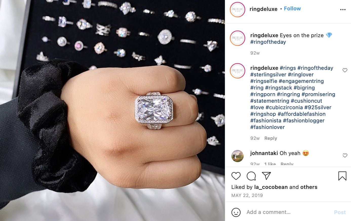 large diamond post on Instagram