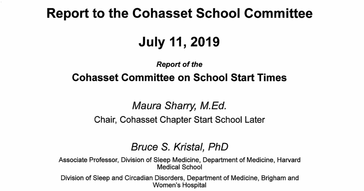 School Start Time Committee Report to School Committee 2019-07-11.pdf