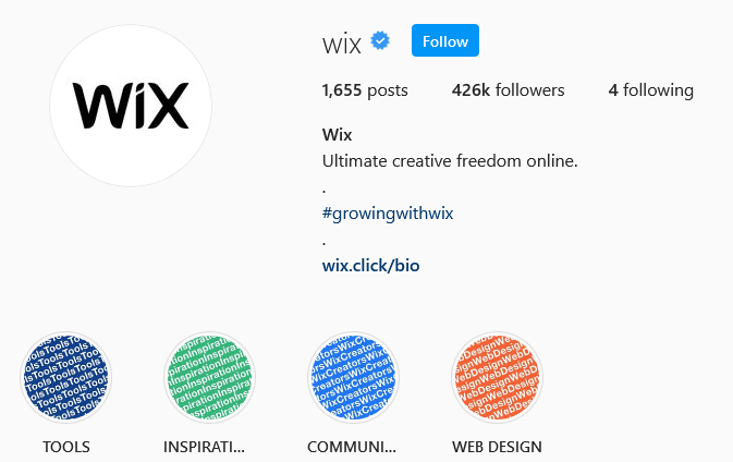 instagram brands Wix