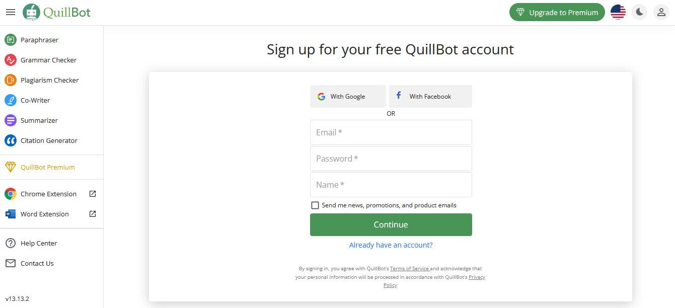 fill in details on quillbot.com.