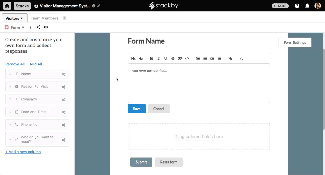 Adding form description