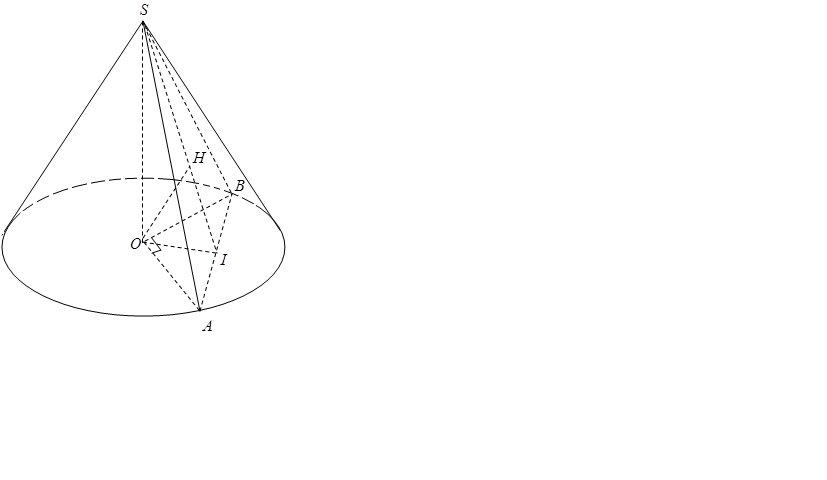 Một hình nón đỉnh (S), đáy là hình tròn tâm (O) và (SO = a). Một mặt phẳng (left( P right)) qua đỉnh (S) cắt đường tròn (left( O right)) theo dây cung (AB) sao cho góc (widehat {AOB} = 90^circ ) và cách (O) một khoảng (frac{a}{2}). Diện tích xung quanh hình nón bằng</p> 1