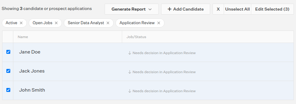 Candidate and prospect filters – Greenhouse Support
