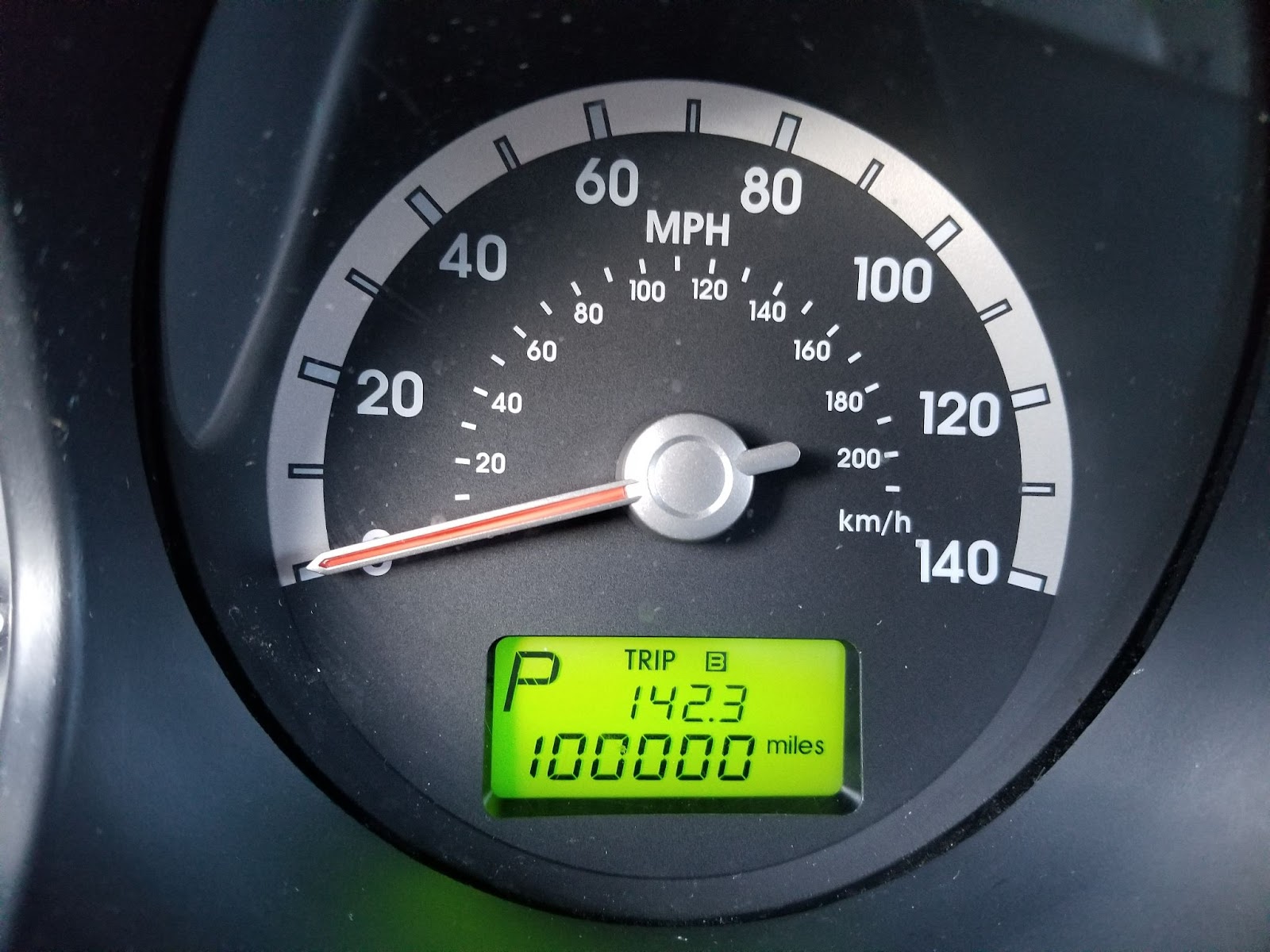odometer at 100,000 miles