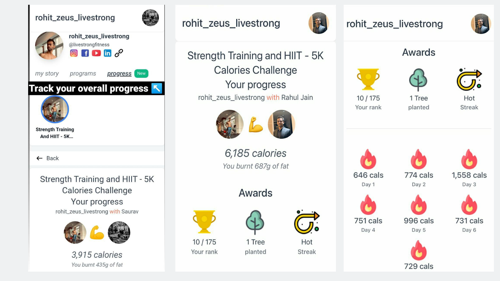 Track your progress & share your growth across social media