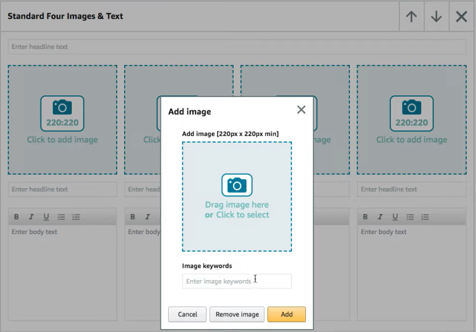 a product listing contains comparison chart and amazon a+ content module from seller central