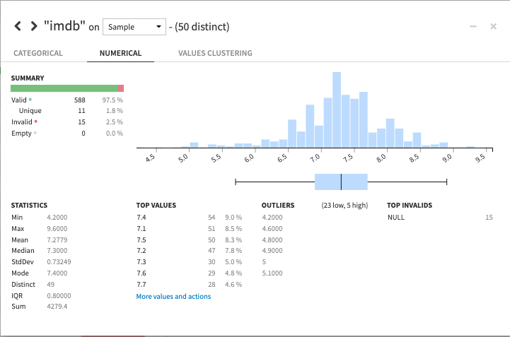 remove values Dataiku