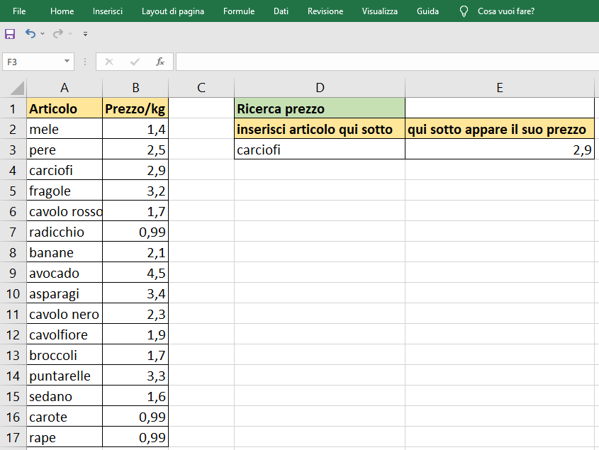 Le 7 funzioni più usate di Excel - cerca.vert 2