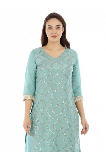 Blue Opada Embellished Ensemble Kurti From