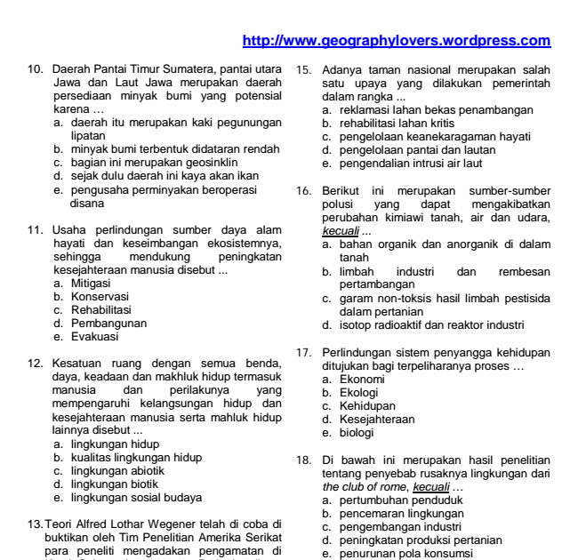 Contoh Soal Geografi Kelas 10 Semester 1 Dapatkan Contoh