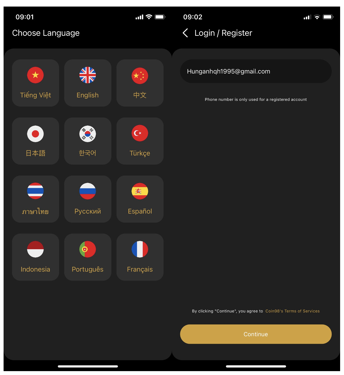 đăng ký coin98 wallet
